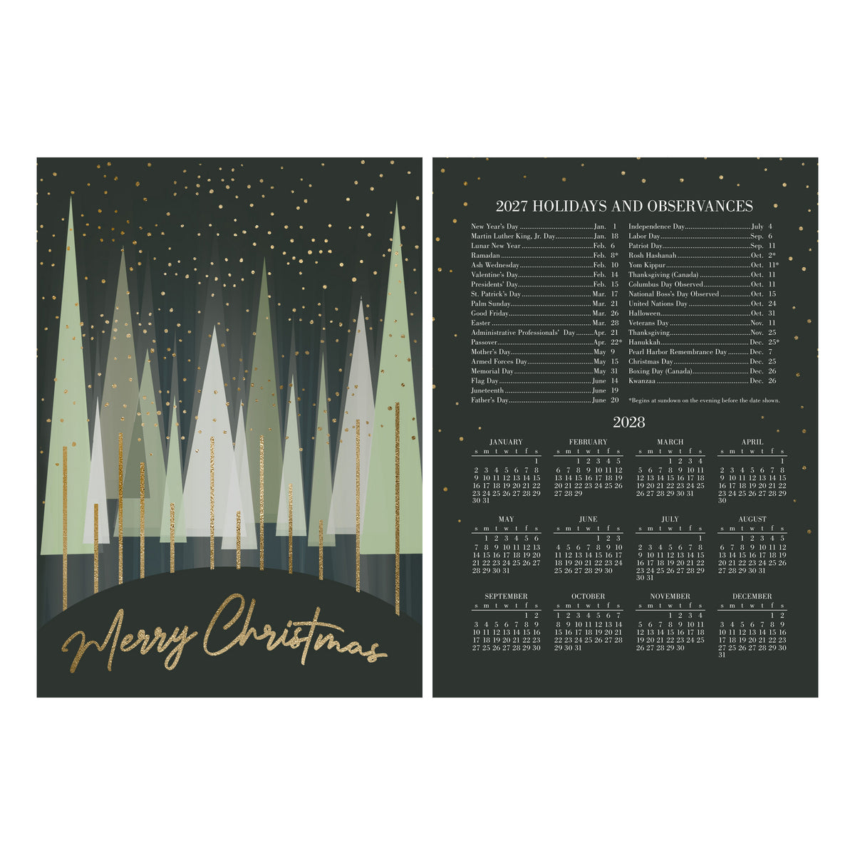 5 x 7 Foldover Card Set 80lb - Hunter Forest Holiday Calendar