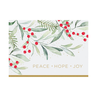 7 x 5 Foldover Card Set 80lb - Watercolor Greenery Peace