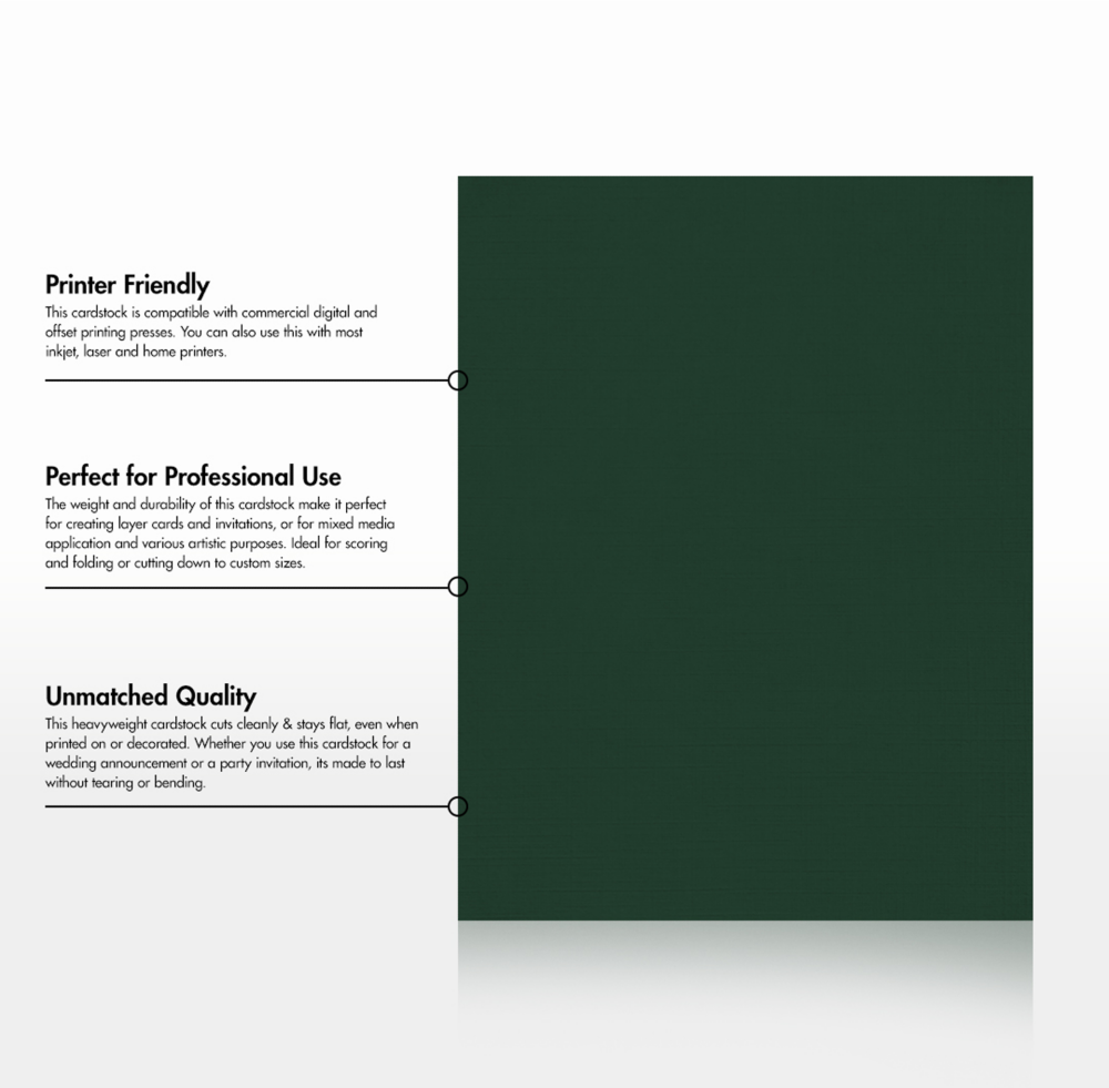 Dark Green Linen 100lb 8 1/2 x 11 Cardstock