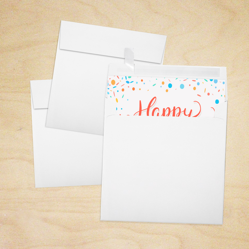 Premium White 32lb 5 x 5 Square Envelopes with Peel & Seal