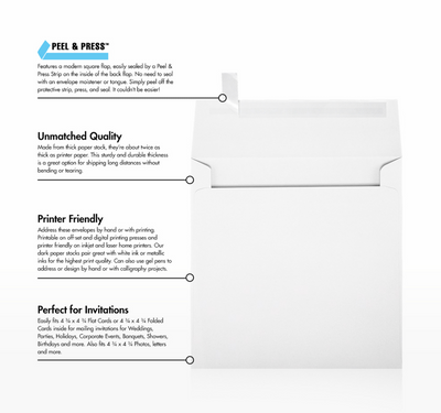 Premium White 32lb 5 x 5 Square Envelopes with Peel & Seal