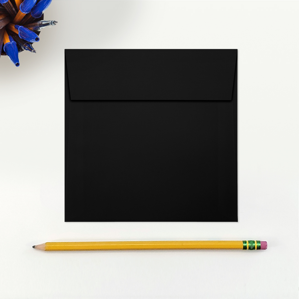 Black Linen 32lb 5 x 5 Square Envelopes with Peel & Seal