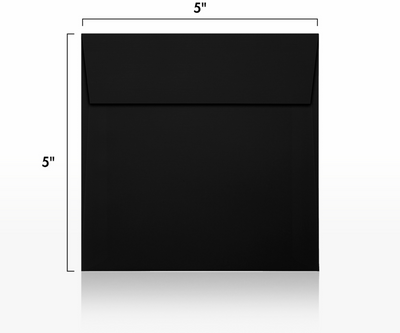 Black Linen 32lb 5 x 5 Square Envelopes with Peel & Seal