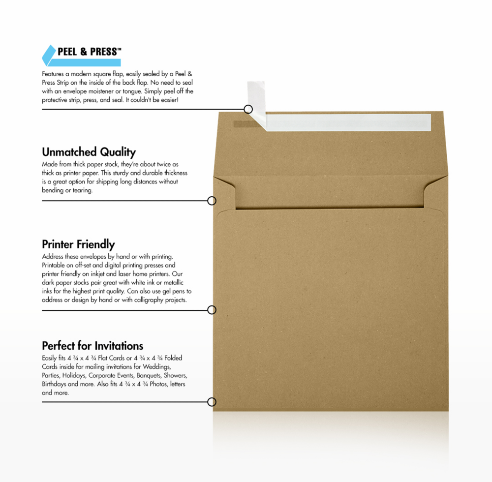 Grocery Bag 28lb 5 x 5 Square Envelopes with Peel & Seal