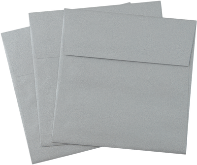 Silver Metallic 32lb 5 1/4 x 5 1/4 Square Envelopes with Peel & Seal