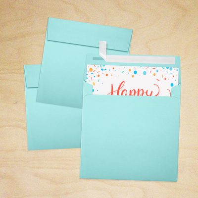 Seafoam Aqua Blue 32lb 5 1/4 x 5 1/4 Square Envelopes with Peel & Seal