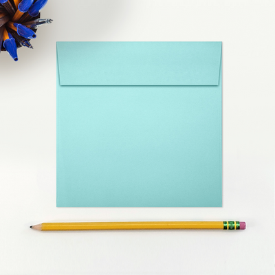 Seafoam Aqua Blue 32lb 5 1/4 x 5 1/4 Square Envelopes with Peel & Seal