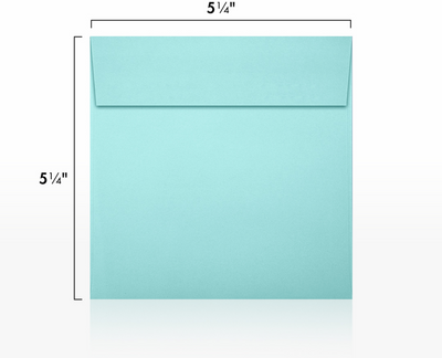 Seafoam Aqua Blue 32lb 5 1/4 x 5 1/4 Square Envelopes with Peel & Seal