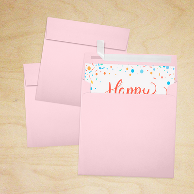 Baby Candy Pink 32lb 5 1/4 x 5 1/4 Square Envelopes with Peel & Seal