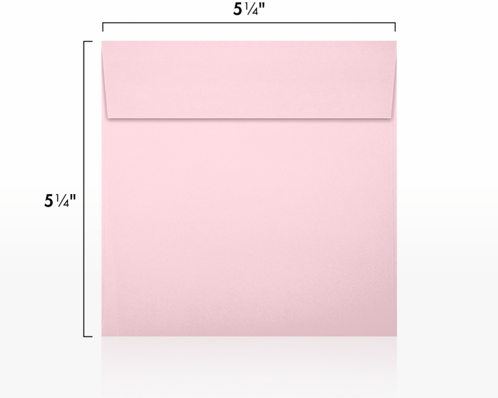Baby Candy Pink 32lb 5 1/4 x 5 1/4 Square Envelopes with Peel & Seal