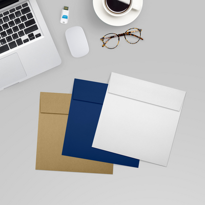White 28lb 5 1/4 x 5 1/4 Square Envelopes with Peel & Seal