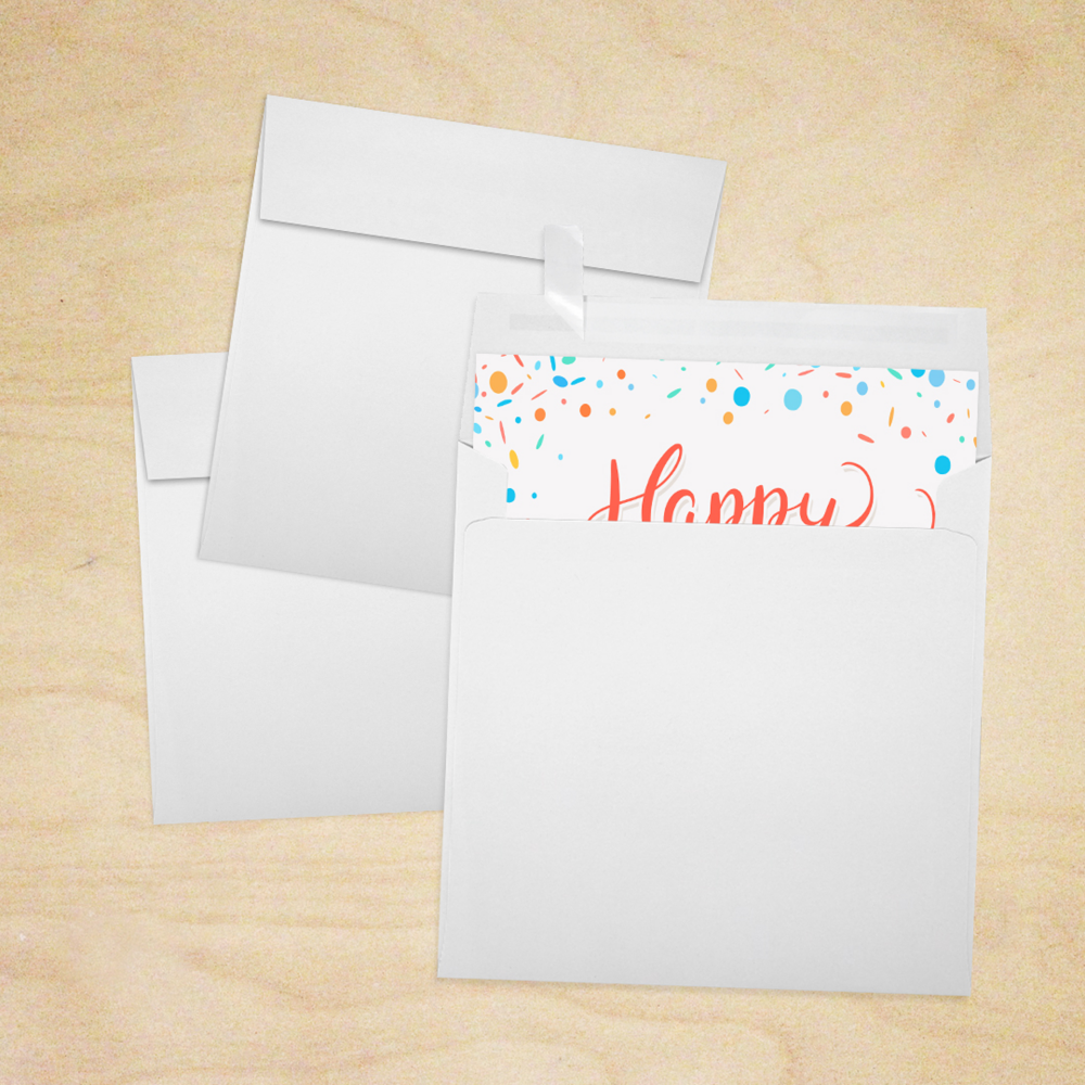 White 28lb 5 1/4 x 5 1/4 Square Envelopes with Peel & Seal