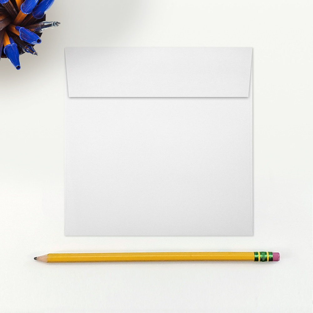 White Recycled 32lb 5 1/4 x 5 1/4 Square Envelopes with Peel & Seal