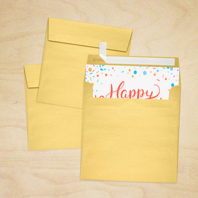 Gold Metallic 32lb 5 1/2 x 5 1/2 Square Envelopes with Peel & Seal