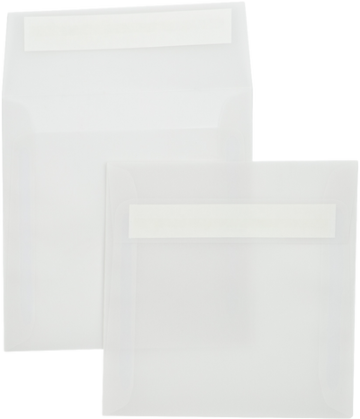 Clear Translucent 30lb 5 1/2 x 5 1/2 Square Envelopes with Peel & Seal