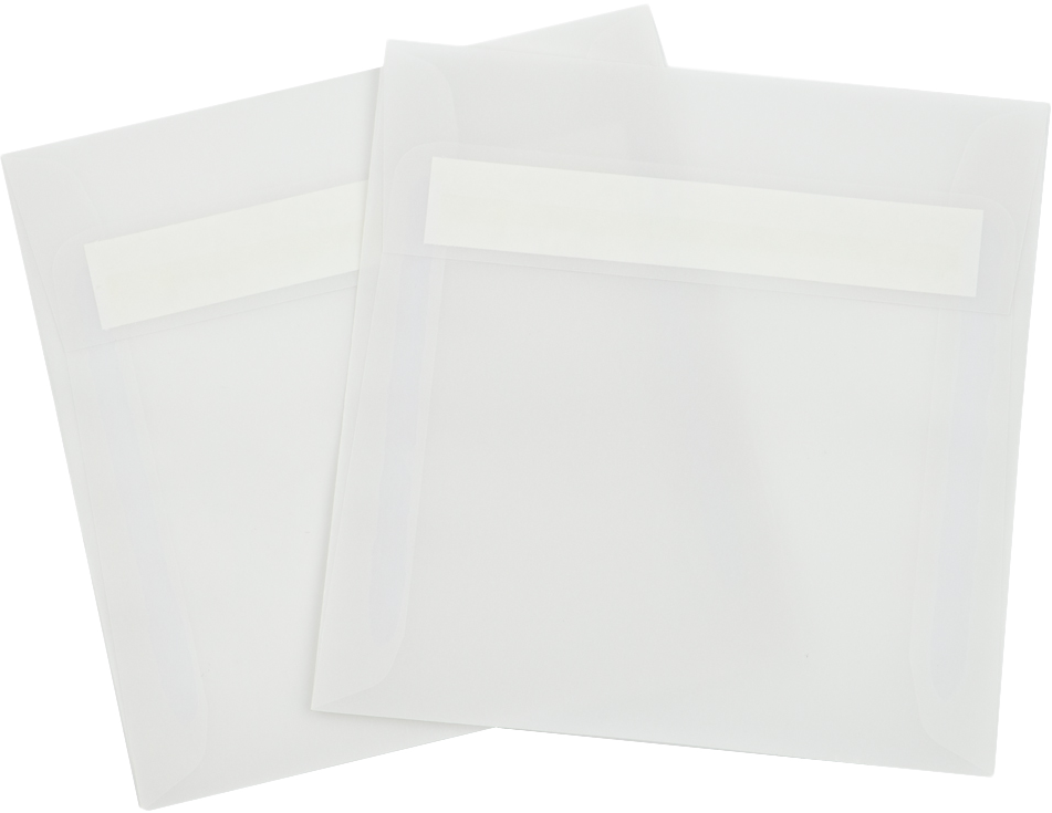 Clear Translucent 30lb 5 1/2 x 5 1/2 Square Envelopes with Peel & Seal