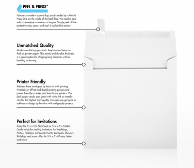 Premium White 32lb 5 1/2 x 5 1/2 Square Envelopes