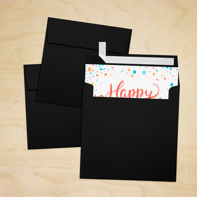 Black Linen 32lb 5 1/2 x 5 1/2 Square Envelopes with Peel & Seal