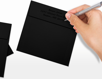 Black Linen 32lb 5 1/2 x 5 1/2 Square Envelopes with Peel & Seal