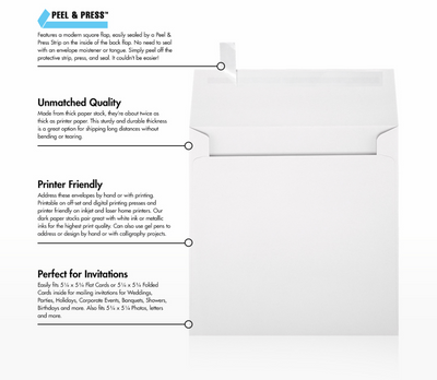 White Recycled 32lb 5 1/2 x 5 1/2 Square Envelopes with Peel & Seal