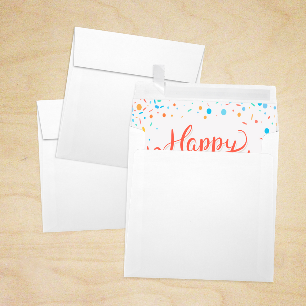 White Linen 32lb 5 3/4 x 5 3/4 Square Envelopes with Peel & Seal