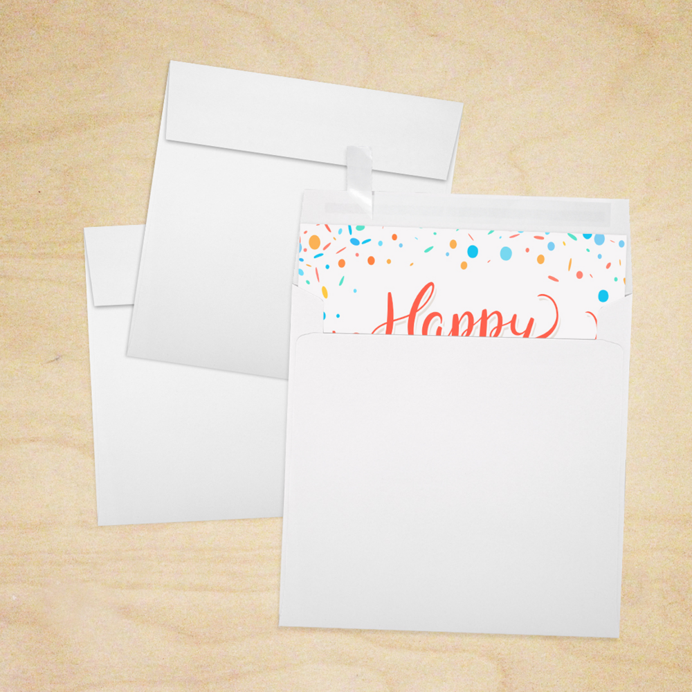 White Recycled 32lb 5 3/4 x 5 3/4 Square Envelopes with Peel & Seal