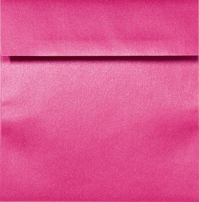 Azalea Fuchsia Pink Metallic 32lb 6 1/2 x 6 1/2 Square Envelopes with Peel & Seal