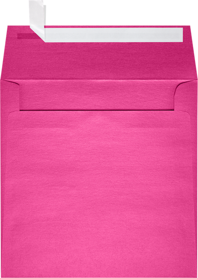 Azalea Fuchsia Pink Metallic 32lb 6 1/2 x 6 1/2 Square Envelopes with Peel & Seal