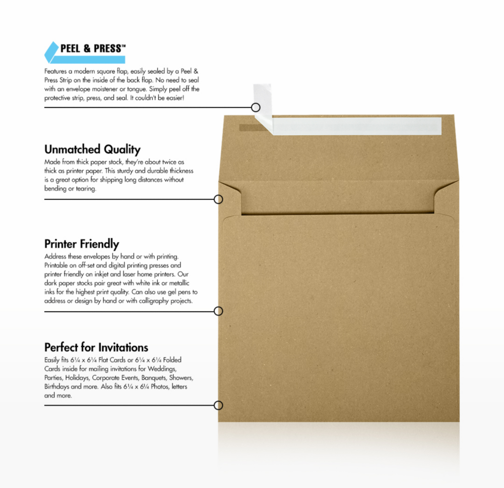 Grocery Bag 28lb 6 1/2 x 6 1/2 Square Envelopes with Peel & Seal