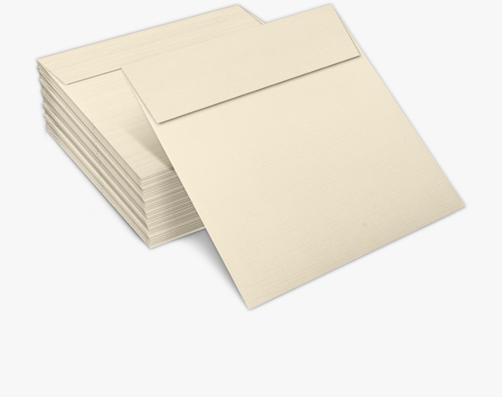 Natural Linen 32lb 6 1/2 x 6 1/2 Square Envelopes with Peel & Seal