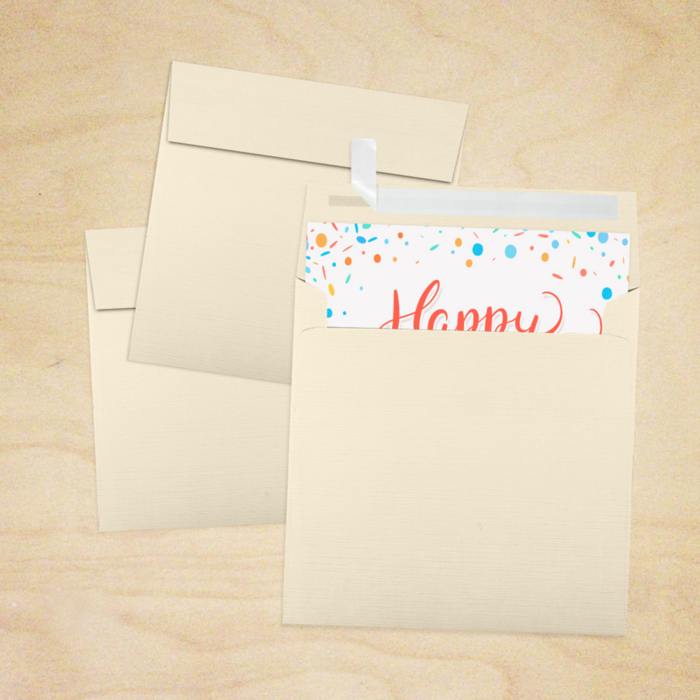 Natural Linen 32lb 6 1/2 x 6 1/2 Square Envelopes with Peel & Seal