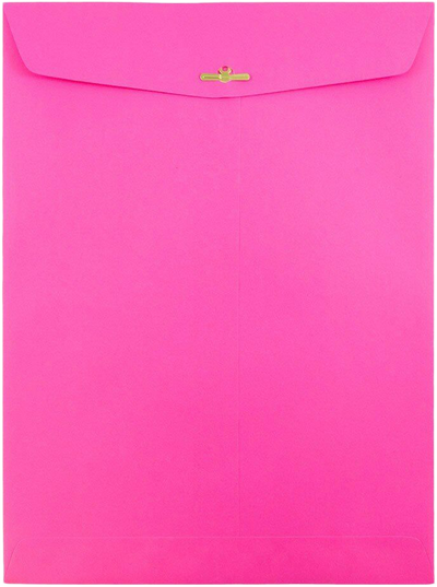 Fuchsia Pink Magenta 24lb 9 x 12 Open End Envelopes with Clasp