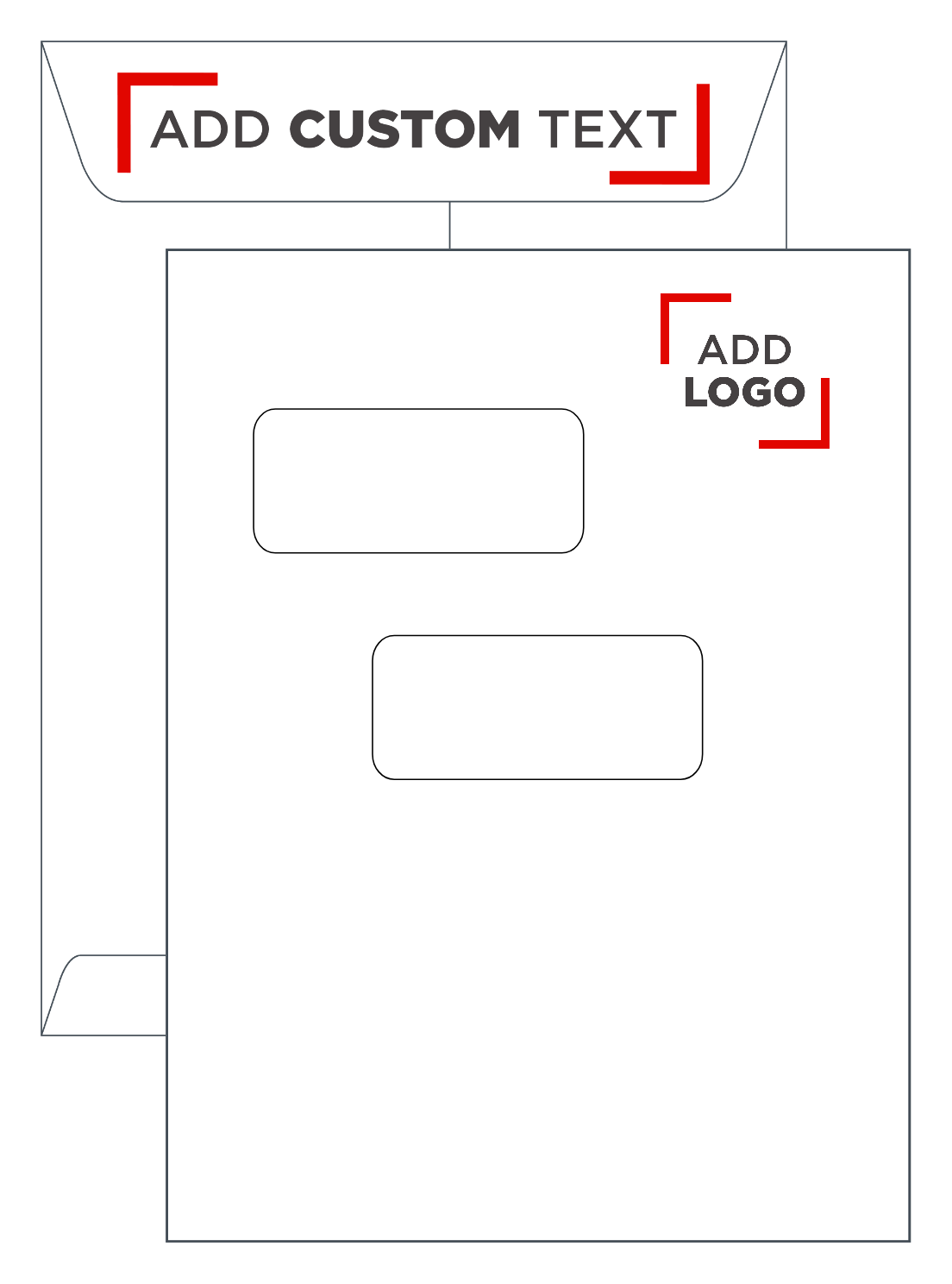 White with Security Tint 28lb 9 x 12 Open End Double Window Envelopes with Peel & Seal