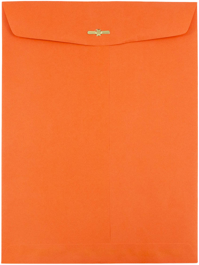 Mandarin Orange 24lb 10 x 13 Open End Envelopes with Clasp