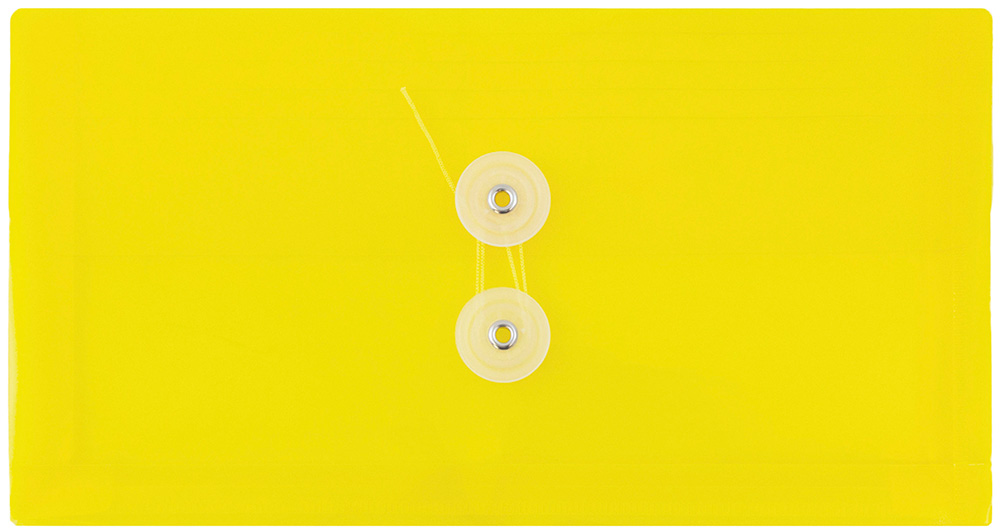 Yellow  #10 Business Plastic Envelopes (5 1/4 x 10) with Button & String