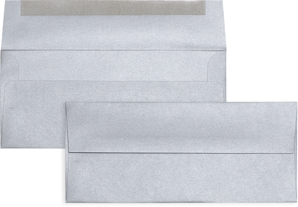 #10 Square Flap Envelopes (4 1/8 x 9 1/2) - Silver Metallic 32lb