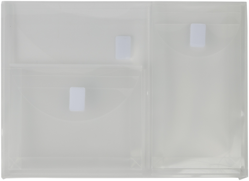 Clear Plastic Envelope w/ 3 Pockets & Hook & Loop Closure - B35318 ...