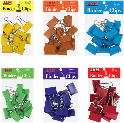 Rainbow Assorted Large 41mm Binder Clips - 6 Packs of 12