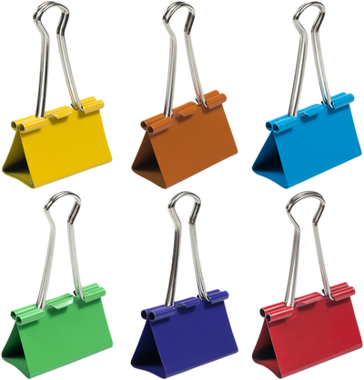 Rainbow Assorted Large 41mm Binder Clips - 6 Packs of 12
