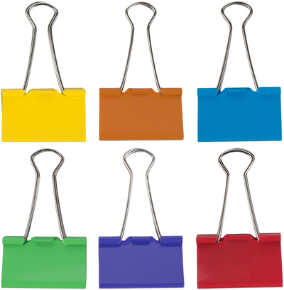 Rainbow Assorted Large 41mm Binder Clips - 6 Packs of 12