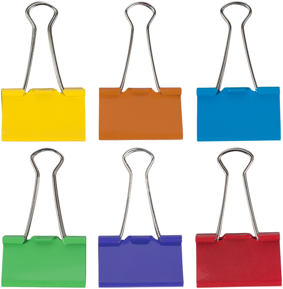 Rainbow Assorted Large 41mm Binder Clips - 6 Packs of 12