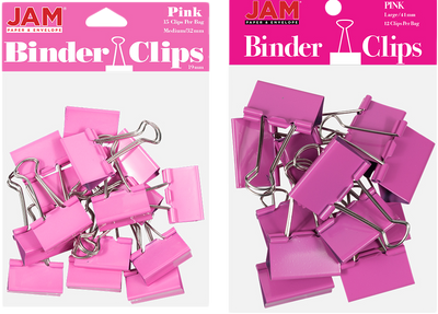 Pink Large 44mm & Medium 32mm Binder Clips