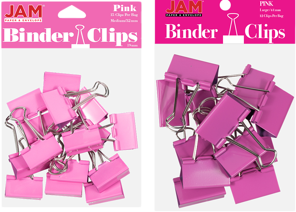Pink Large 44mm & Medium 32mm Binder Clips