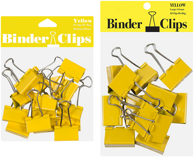 Yellow Large 44mm & Medium 32mm Binder Clips