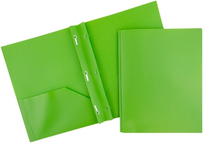 Lime Green 9 x 12 Plastic Pop Folders with Clasp
