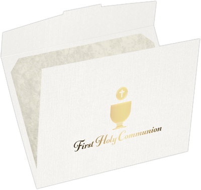 White Linen with Gold Foil First Holy Communion 9 1/2 x 12 Certificate Holders