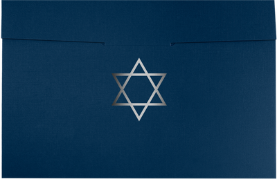 Nautical Navy Blue Linen with Silver Foil Star of David 6 1/2 x 9 1/2 Certificate Holders