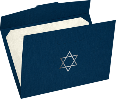 Nautical Navy Blue Linen with Silver Foil Star of David 6 1/2 x 9 1/2 Certificate Holders