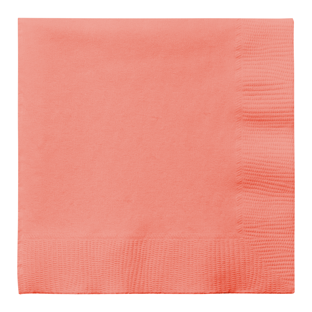 Custom Coral Pink Lunch Napkins - 6 1/2 x 6 1/2