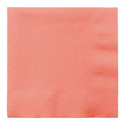 Custom Coral Pink Lunch Napkins - 6 1/2 x 6 1/2
